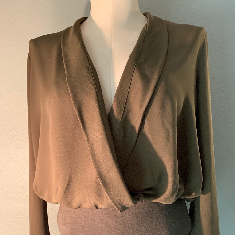 Topshop Olive Green Body Suit Sz 6